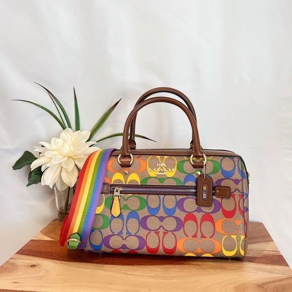 Coach Handbags - NWT Coach Rowan Satchel In Rainbow Signature Canvas